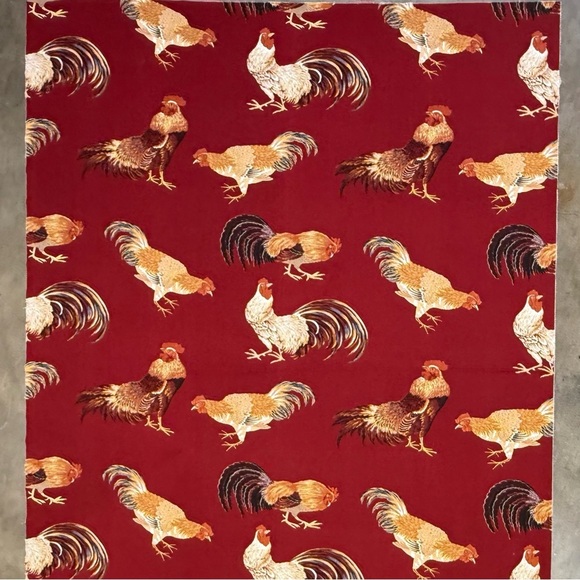 NOS Vintage Rooster Fabric 1.4 Yd Country Farmhouse Chicken Print Cotton Panel - Picture 3 of 4